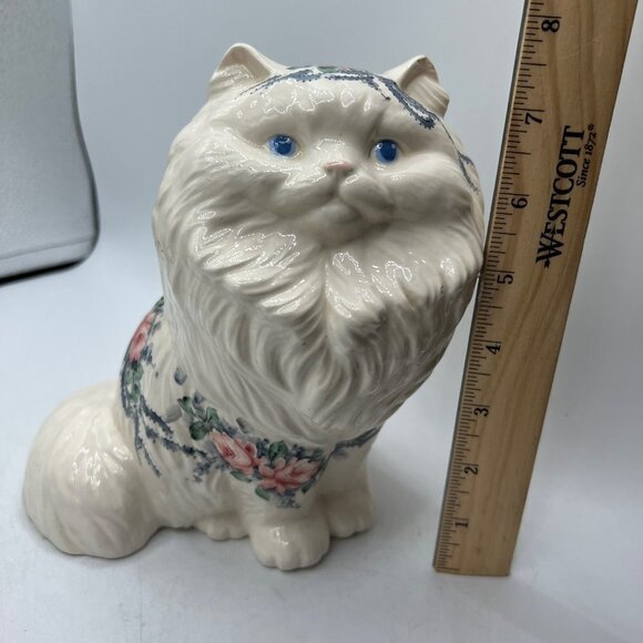 Vintage 1960's style Hand Painted Handcrafted Ceramic White Persian Cat Figurine - Picture 9 of 10